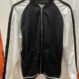 Mens H&M Satin Bomber Jacket in Black & White Size